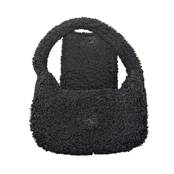 Simon Miller Black Retro Bag In Fuzzy Faux Sherpa Boucle Shoulder Bag Flap Top - Picture 4 of 10